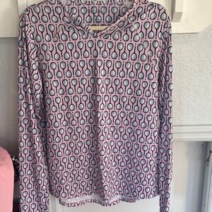 Chic Pink Patterned Long Sleeve Women's Top